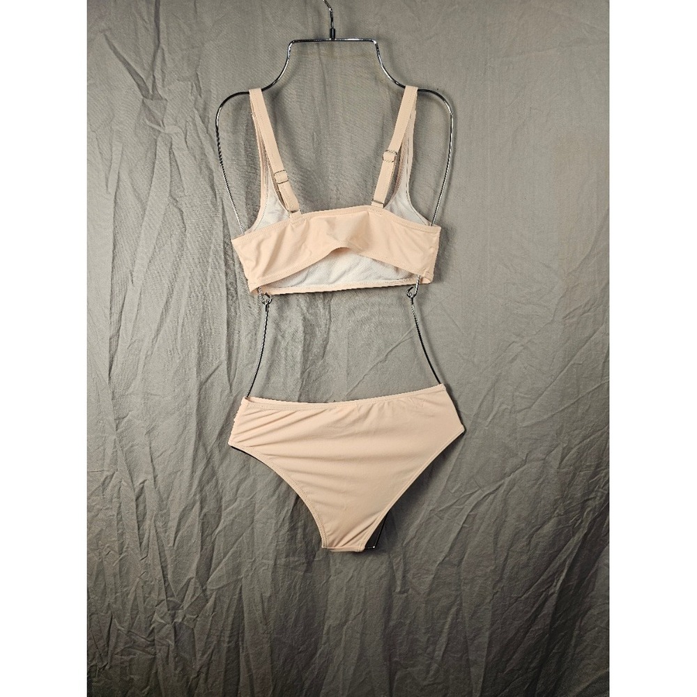 Girls Peach Ruched Bikini Size 150 Pastel Orange Swimwear - Picture 2 of 3